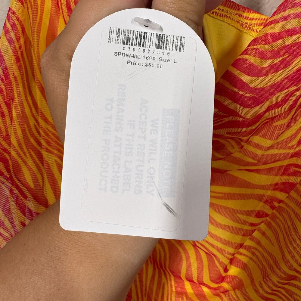 Superdown Large Eden Mini Sheath Dress Orange Zebra Print Spaghetti Straps - Picture 8 of 9